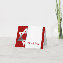 Cartão De Agradecimento Obrigado de prata vermelho de Mitzvah do bar da