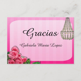Cartão De Agradecimento Obrigado de Quinceanera dos rosas e dos