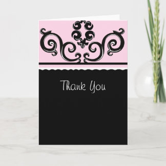 Cartão De Agradecimento obrigado de rolagem rosa e preto