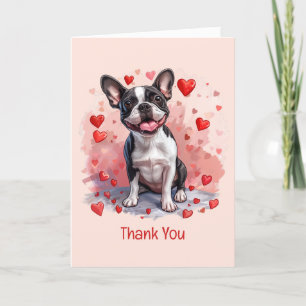 Cartão De Agradecimento Obrigado Dia de os namorados Boston Terrier Dog