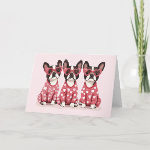 Cartão De Agradecimento Obrigado Dia de os namorados Boston Terrier Dogs