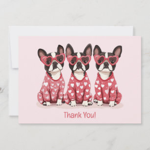 Cartão De Agradecimento Obrigado Dia de os namorados Boston Terrier Dogs