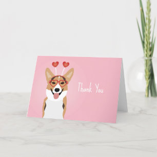 Cartão De Agradecimento Obrigado Dia de os namorados De Cachorro Corgi