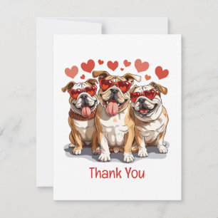 Cartão De Agradecimento Obrigado Dia de os namorados Inglês Buldogue