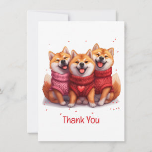Cartão De Agradecimento Obrigado Dia de os namorados Shiba Inu Dogs