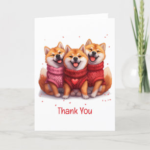 Cartão De Agradecimento Obrigado Dia de os namorados Shiba Inu Dogs