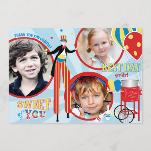 Cartão De Agradecimento Obrigado do algodão doce do caminhante do Stilt do