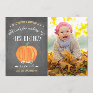 Cartão De Agradecimento Obrigado do aniversário da abóbora da queda