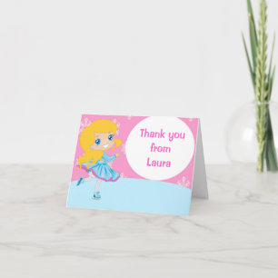 Cartão De Agradecimento Obrigado do aniversário da menina do patinagem no