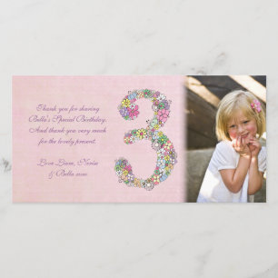 Cartão De Agradecimento Obrigado do aniversário de 3 anos das meninas você