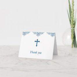 Cartão De Agradecimento Obrigado do baptismo/batismo dos meninos azuis