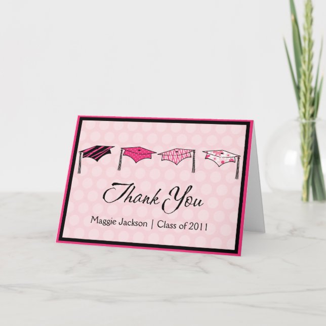 Cartão De Agradecimento Obrigado do boné de formatura você (Frente)