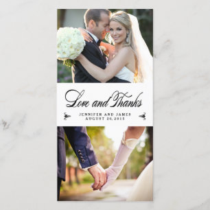 Cartão De Agradecimento Obrigado do casamento da colagem da elegância você