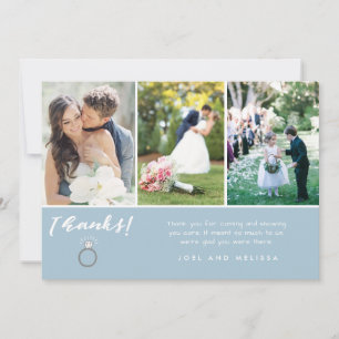 Cartão De Agradecimento Obrigado do casamento da colagem da foto do azul