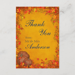 Cartão De Agradecimento Obrigado do casamento da felicidade do outono você