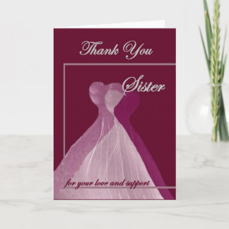 Cartão De Agradecimento OBRIGADO do casamento da IRMÃ VOCÊ