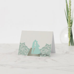 Cartão De Agradecimento Obrigado do casamento da silhueta do vintage do