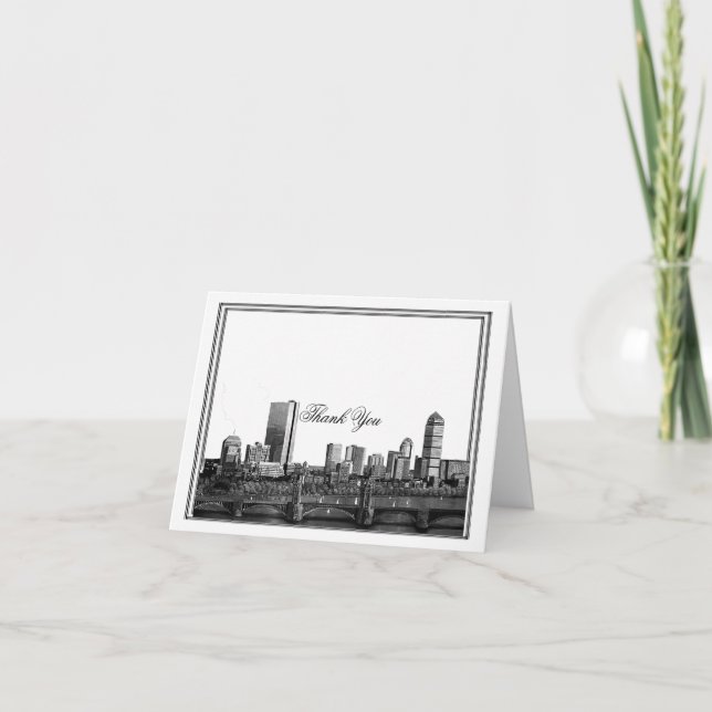 Cartão De Agradecimento Obrigado do casamento do destino de Boston você (Frente)