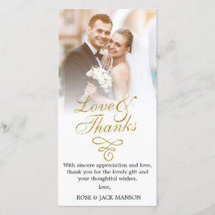 Cartão De Agradecimento obrigado do casamento do roteiro do ouro você