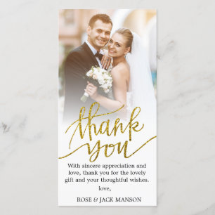 Cartão De Agradecimento obrigado do casamento do roteiro do ouro você