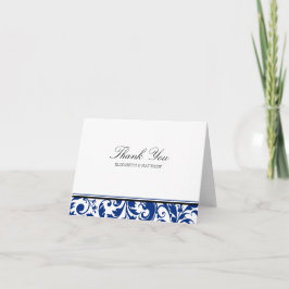 Cartão De Agradecimento Obrigado do casamento tema damasco do redemoinho