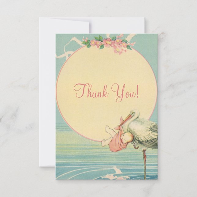 Cartão De Agradecimento Obrigado do chá de fraldas da menina do rosa da (Frente)