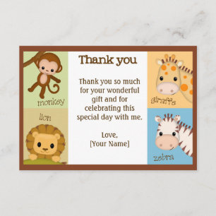 Cartão De Agradecimento Obrigado do chá de fraldas da selva do macaco você