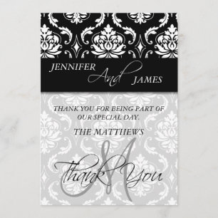 Cartão De Agradecimento Obrigado do damasco você carda nomes do monograma