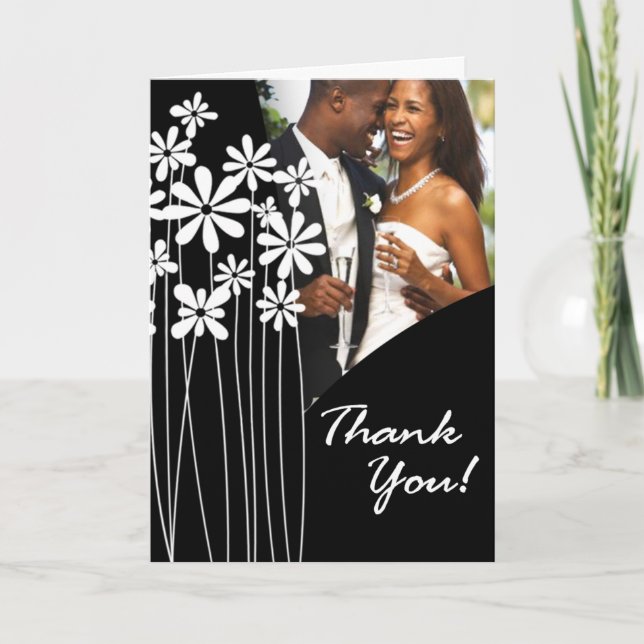 Cartão De Agradecimento Obrigado do jardim você (preto & branco) (Frente)