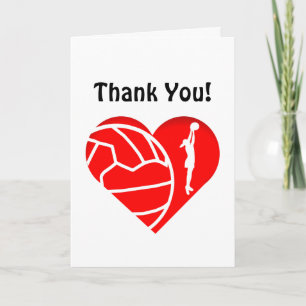 Cartão De Agradecimento Obrigado do Netball da silhueta do coração do am