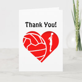 Cartão De Agradecimento Obrigado do Netball da silhueta do coração do amor