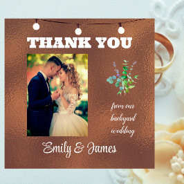 Cartão De Agradecimento Obrigado do nosso casamento no quintal