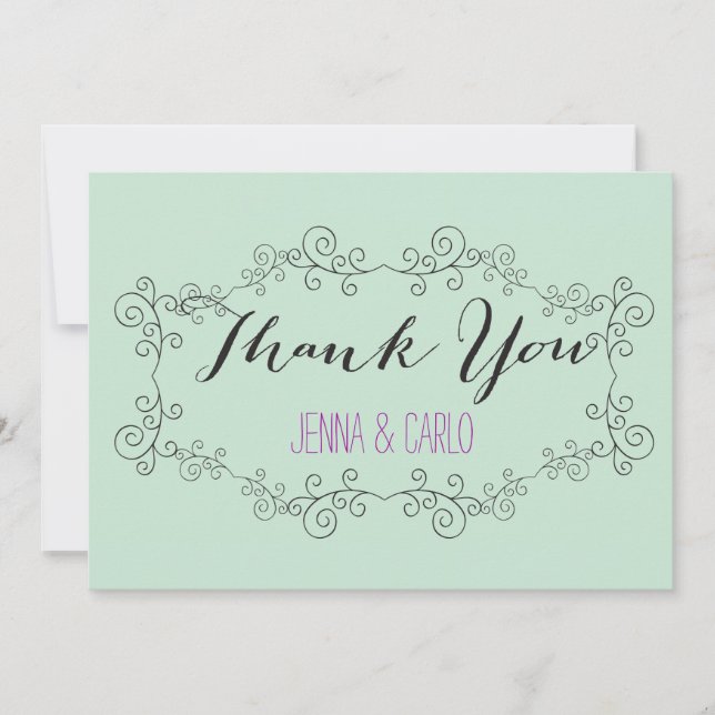 Cartão De Agradecimento obrigado do redemoinho do doodle você (Frente)