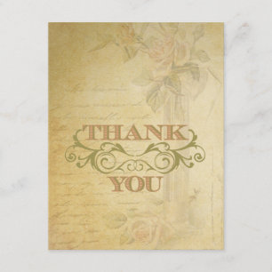 Cartão De Agradecimento Obrigado do rosa do rosa do vintage & do casamento