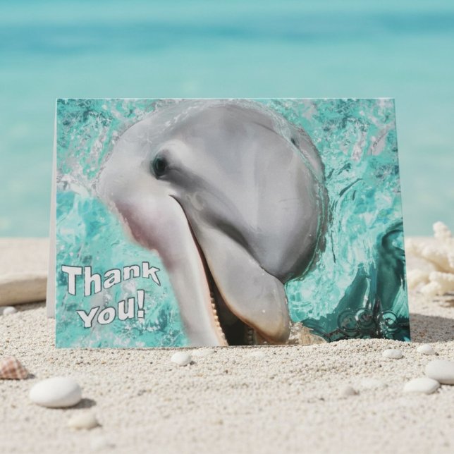 Cartão De Agradecimento Obrigado Dolphin Coastal Sea Life (Criador carregado)