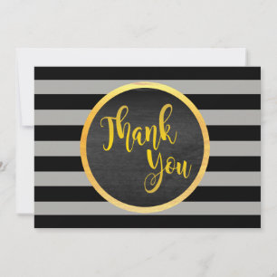 Cartão De Agradecimento Obrigado Dourado Casamento Negro Strike