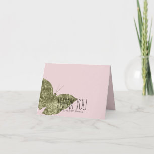 Cartão De Agradecimento Obrigado Dourado da borboleta da jóia você