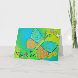 Cartão De Agradecimento Obrigado dourado da borboleta você