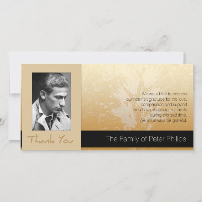 Cartão De Agradecimento Obrigado dourado da simpatia da foto do quadro do (Frente)