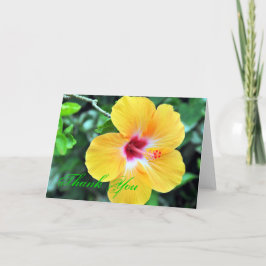 Cartão De Agradecimento Obrigado dourado do hibiscus você