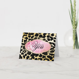 Cartão De Agradecimento Obrigado dourado do leopardo do boutique 311