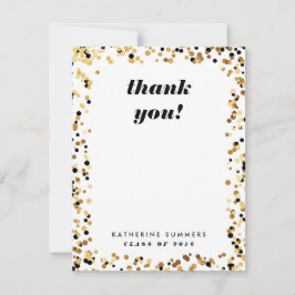 Cartão De Agradecimento Obrigado Dourado moderno da graduação dos confetes