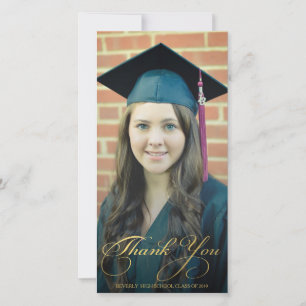 Cartão De Agradecimento Obrigado Dourado você Script a foto da graduação