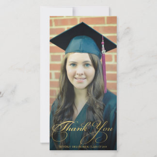 Cartão De Agradecimento Obrigado Dourado você Script a foto da graduação