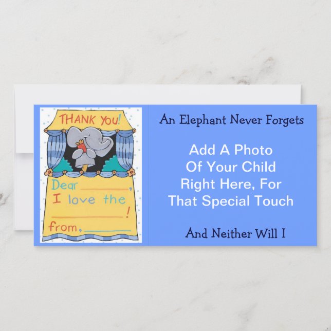 Cartão De Agradecimento Obrigado elefante (Frente)