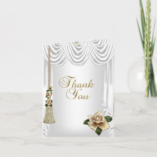 Cartão De Agradecimento Obrigado Elegante Casamento Branco Creme Rosa Dour