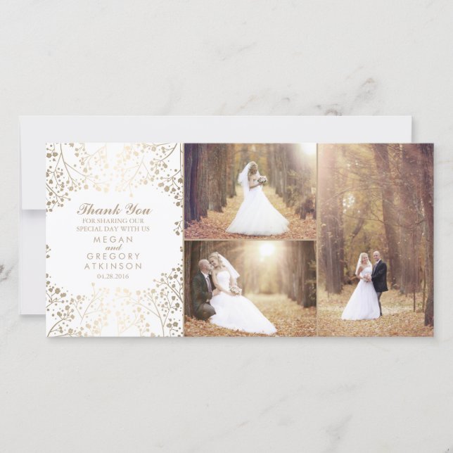 Cartão De Agradecimento Obrigado elegante da foto do casamento da (Frente)