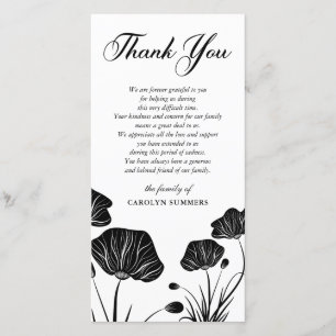 Cartão De Agradecimento Obrigado elegante da simpatia das papoilas   você