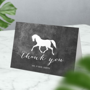 Cartão De Agradecimento Obrigado elegante do casamento do cavalo você