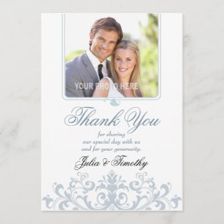 Cartão De Agradecimento Obrigado elegante do casamento você (vertical)